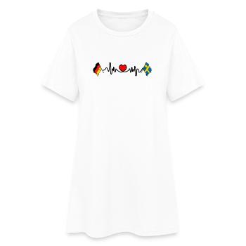 Cardio coeur avec drapeau Allemagne et drapeau Suède - Robe T-shirt Femme - blanc - Devant
