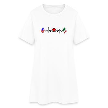 Cardio coeur avec drapeau des États-Unis et drapeau du Mexique - Robe T-shirt Femme - blanc - Devant