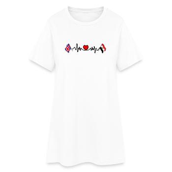 Cardio coeur avec drapeau de l’Angleterre et drapeau de l’Égypte - Robe T-shirt Femme - blanc - Devant