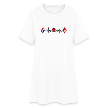 Cardio coeur avec drapeau Pays-Bas, drapeau Suisse - Robe T-shirt Femme - blanc - Devant