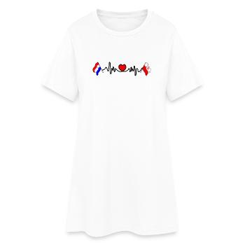 Cardio heart with Flag of the Netherlands, flag Poland - Women’s T-Shirt Dress - white - Front