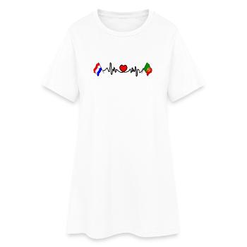 Cardio coeur avec Drapeau Pays-Bas, drapeau Portugal - Robe T-shirt Femme - blanc - Devant