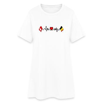 Cardio coeur avec drapeau de la Suisse, drapeau de la Belgique - Robe T-shirt Femme - blanc - Devant