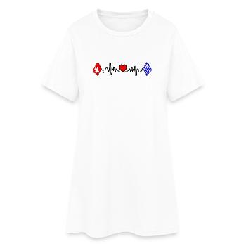 Cardio Heart with Flag Switzerland, Greece - Women’s T-Shirt Dress - white - Front
