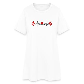 Cardio coeur Drapeau Suisse, drapeau Danemark - Robe T-shirt Femme - blanc - Devant