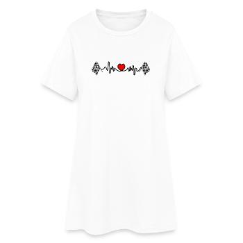 Fréquence cardiaque départ arrivée drapeau cardio pour la course - Robe T-shirt Femme - blanc - Devant