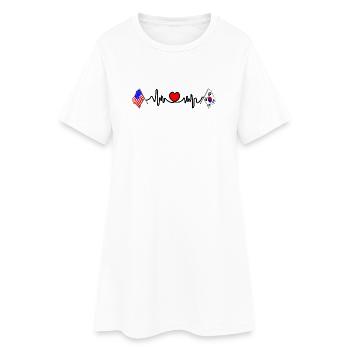 Cardio heart avec drapeau des États-Unis et de la Corée du Sud - Robe T-shirt Femme - blanc - Devant