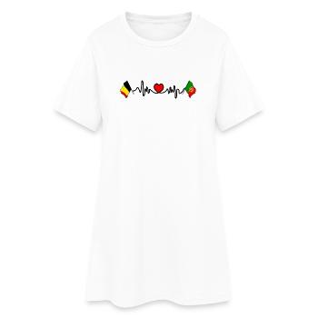 Cardio heart Drapeau de la Belgique, drapeau du Portugal - Robe T-shirt Femme - blanc - Devant