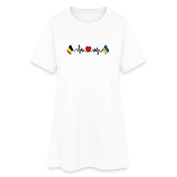 Cardio cœur Drapeau de la Belgique, drapeau de l’Ukraine - Robe T-shirt Femme - blanc - Devant