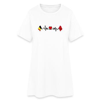 Cardio heart Drapeau Belgique, drapeau Maroc - Robe T-shirt Femme - blanc - Devant