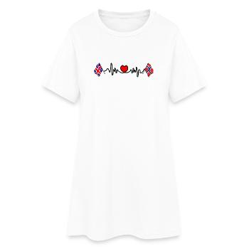 Cardio heart Drapeau Angleterre, drapeau Norvège - Robe T-shirt Femme - blanc - Devant