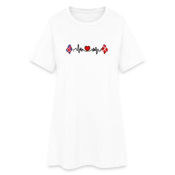 Cardio heart Drapeau Angleterre, drapeau Danemark - Robe T-shirt Femme - blanc - Devant