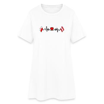 Cardio heart Drapeau Pologne, drapeau Autriche - Robe T-shirt Femme - blanc - Devant