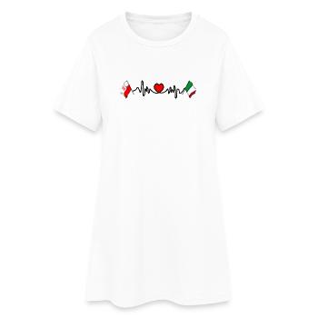 Cardio heart Drapeau Pologne, drapeau Italie - Robe T-shirt Femme - blanc - Devant