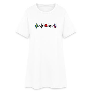 Cardio heart Drapeau Suède, drapeau Russie - Robe T-shirt Femme - blanc - Devant