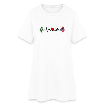 Cardio heart Drapeau Suède, drapeau Norvège - Robe T-shirt Femme - blanc - Devant
