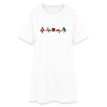 Cardio heart Drapeau Danemark, drapeau Ukraine - Robe T-shirt Femme - blanc - Devant