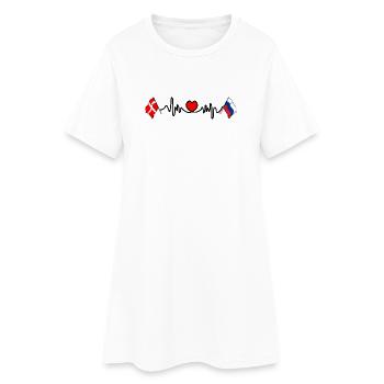 Cardio cardiaque Drapeau Danemark, drapeau Russie - Robe T-shirt Femme - blanc - Devant