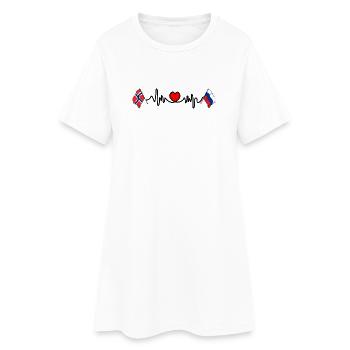 Cardio heart Drapeau Norvège, drapeau Russie - Robe T-shirt Femme - blanc - Devant
