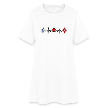 Cardio heart Drapeau Finlande, drapeau Danemark - Robe T-shirt Femme - blanc - Devant