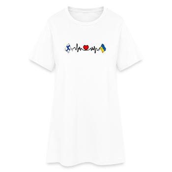 Cardio coeur Drapeau Finlande, drapeau Ukraine - Robe T-shirt Femme - blanc - Devant