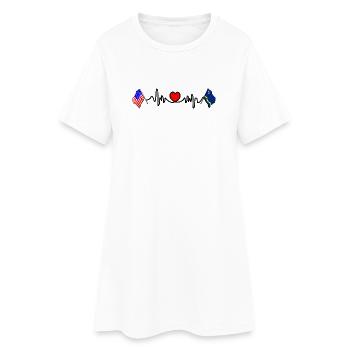 Cardio heart with Flag USA and flag Curacao - Women’s T-Shirt Dress - white - Front