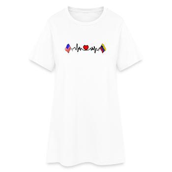Cardio heart avec drapeau des États-Unis et drapeau du Venezuela - Robe T-shirt Femme - blanc - Devant