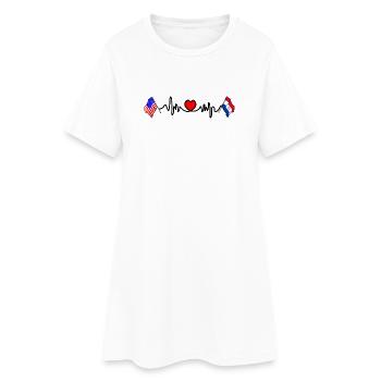 Cardio coeur Drapeau USA, drapeau Paraguay - Robe T-shirt Femme - blanc - Devant