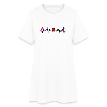 Cardio heart avec drapeau des Pays-Bas et drapeau de la République tchèque - Robe T-shirt Femme - blanc - Devant