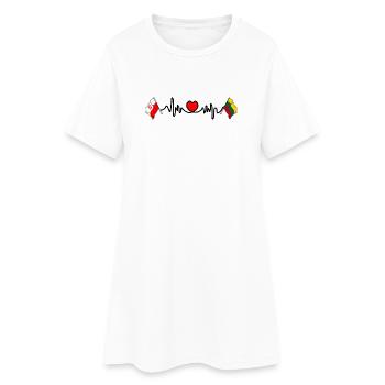 Cardio cardiaque Drapeau Pologne, Lituanie - Robe T-shirt Femme - blanc - Devant