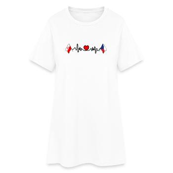 Cardio cardiaque Drapeau Pologne, République tchèque - Robe T-shirt Femme - blanc - Devant