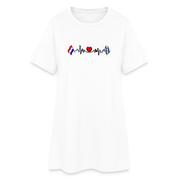 Cardio heart avec Flag Pays-Bas, Frise - Robe T-shirt Femme - blanc - Devant