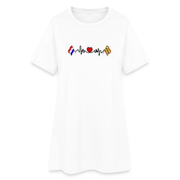 Coeur cardio avec drapeau Pays-Bas, Overijssel - Robe T-shirt Femme - blanc - Devant