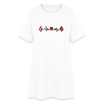 Cardio coeur Drapeau Pays-Bas, Amsterdam - Robe T-shirt Femme - blanc - Devant