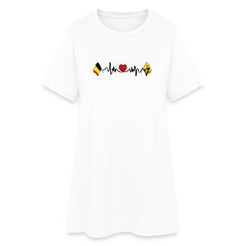 Cardio-Herz Flagge Belgien und Flagge Wallonisch-Brabant - Frauen T-Shirt-Kleid - Weiß - Vorne
