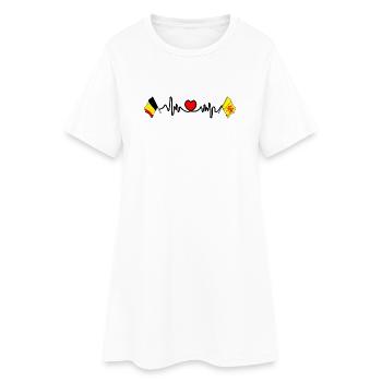 Cardio cœur Drapeau de la Belgique, drapeau de la Wallonie - Robe T-shirt Femme - blanc - Devant