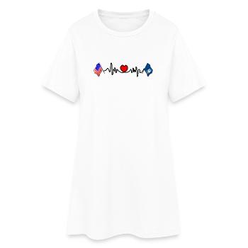 Cardio cardiaque avec drapeau des États-Unis et drapeau de la Lousiane - Robe T-shirt Femme - blanc - Devant