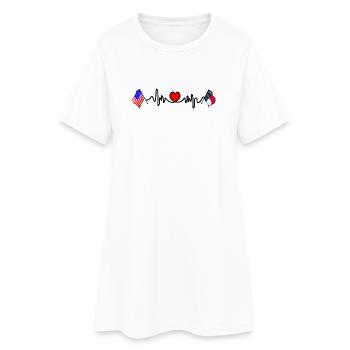 Cardio heart avec drapeau des États-Unis et drapeau de la Caroline du Nord - Robe T-shirt Femme - blanc - Devant