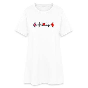 Drapeau de l’East Sussex + drapeau britannique avec battement de cœur - Robe T-shirt Femme - blanc - Devant