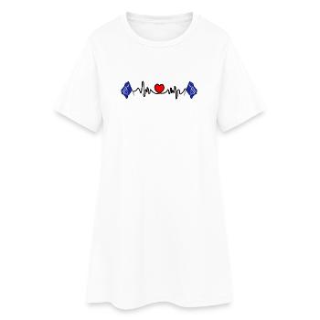 Drapeau Tyne and Wear avec battement de cœur et cœur - Robe T-shirt Femme - blanc - Devant