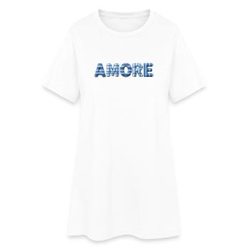 Amore Eisblau Schriftzug Patchwork Trend - Women’s T-Shirt Dress - white - Front
