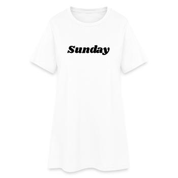 Dimanche – Lettrage noir - Robe T-shirt Femme - blanc - Devant