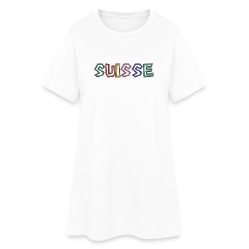 SUISSE. HUMOUR. PAYS. DRAPEAU. GENEVE. LAUSANNE - Robe T-shirt Femme - blanc - Devant