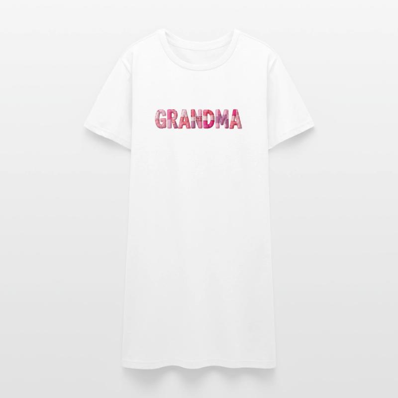 Großmutter Pink Plaid Buchstaben Patchwork Frauen T-Shirt-Kleid