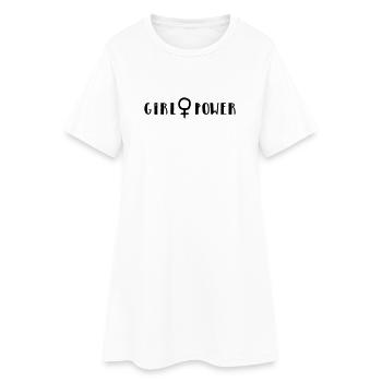 Girl Power - Frauen T-Shirt-Kleid - Weiß - Vorne