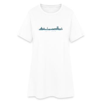 München Skyline (Vintage/Blau) - Frauen T-Shirt-Kleid - Weiß - Vorne