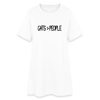Chats>Gens Drôle de Chat - Robe T-shirt Femme - blanc - Devant