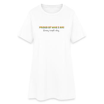 Regenbogen | Proud of who i am | CSD - Frauen T-Shirt-Kleid - Weiß - Vorne