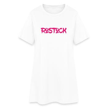 Rostock - Mecklenburg-Vorpommern - Ostsee - Warnow - Frauen T-Shirt-Kleid - Weiß - Vorne