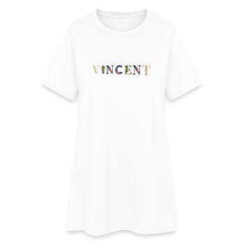 Le nom de VINCENT décoré de fleurs - Robe T-shirt Femme - blanc - Devant